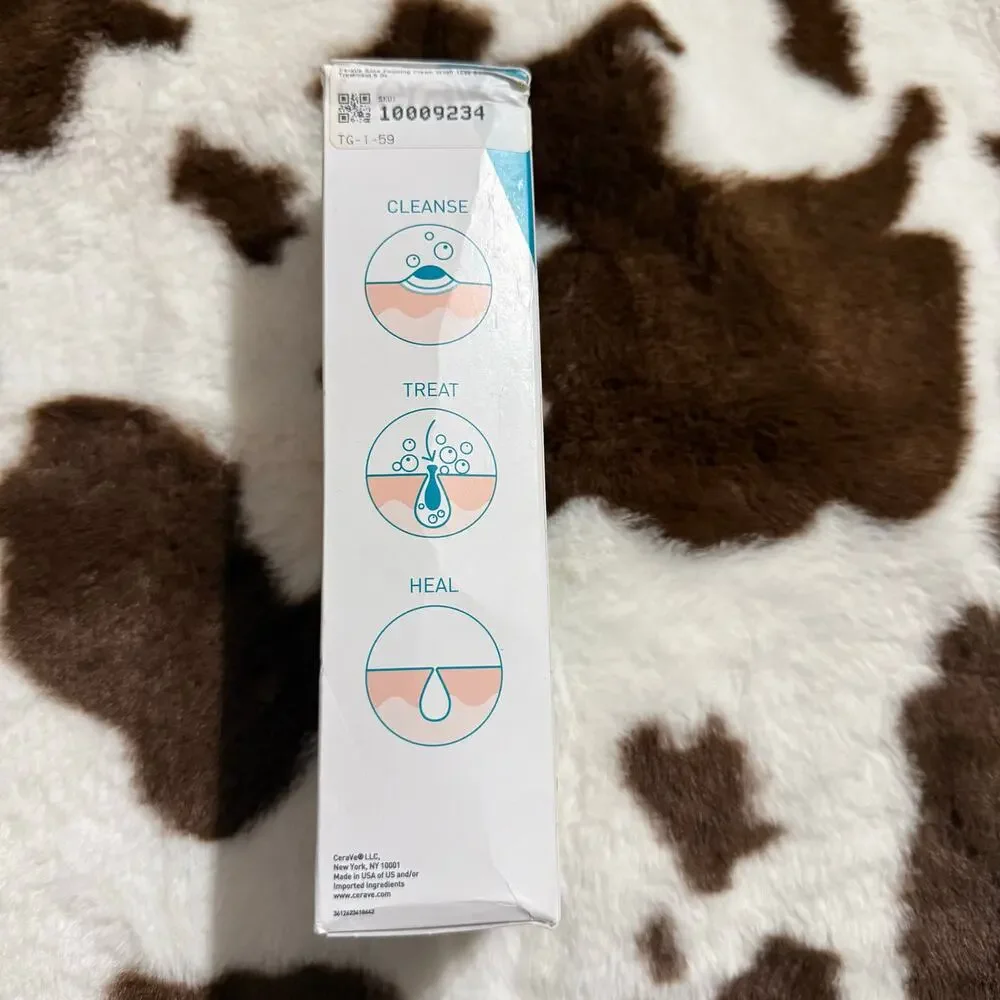 NEW Cerave Acne Foaming Cream Wash 10 Benzoyl Peroxide Max Strength Face Cleaner